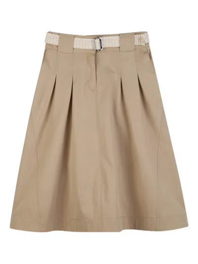 Lanvin Enfant Kids' Belted Pleated Skirt In Brown