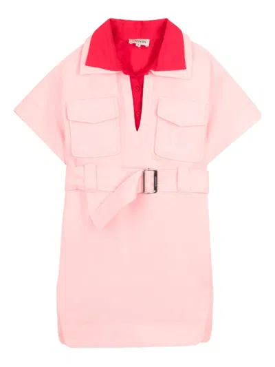 Lanvin Enfant Kids' Belted Pocket Dress In Pink