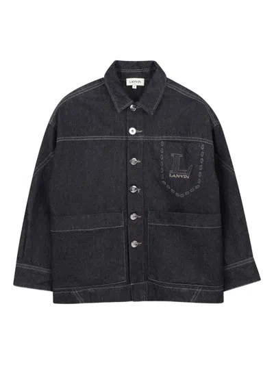 Lanvin Enfant Kids' Buttoned Denim Jacket In Gray