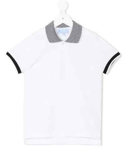 Lanvin Enfant Kids' Check Collar Polo Shirt In White