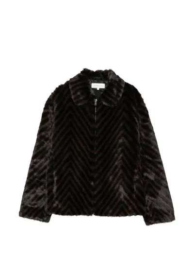Lanvin Enfant Kids' Chevron-pattern Jacket In Brown