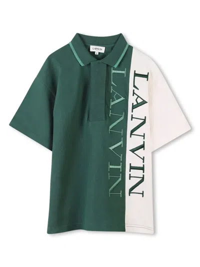 Lanvin Enfant Kids' Colourblock Polo Shirt In Green