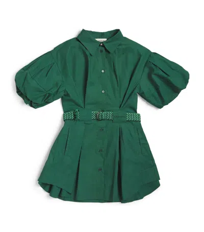 Lanvin Enfant Kids' Cotton Belted Dress In Green