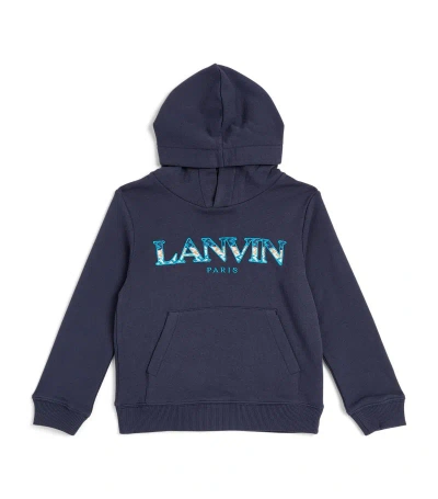 Lanvin Enfant Kids' Cotton Logo Hoodie (4-14 Years) In Navy