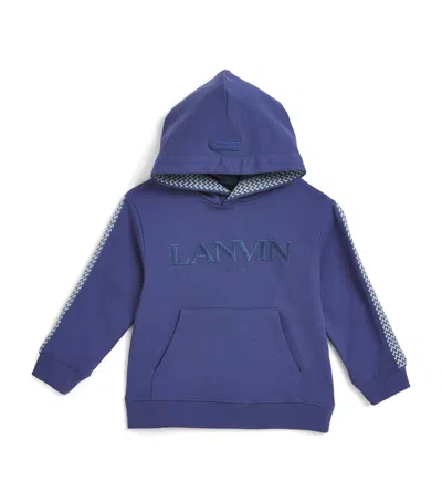 Lanvin Enfant Kids' Cotton Logo Hoodie In Blue