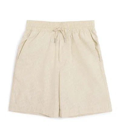 Lanvin Enfant Kids' Cotton Logo Print Shorts In Beige