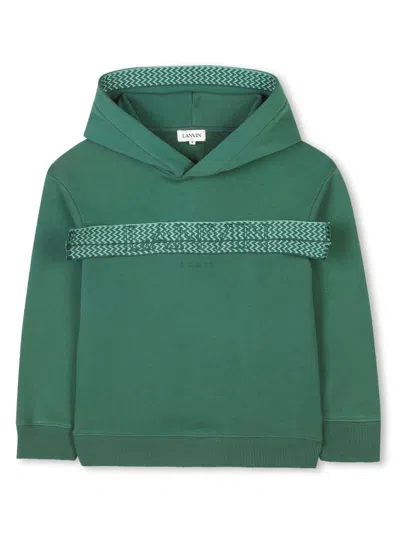 Lanvin Enfant Kids' Curb-braid Hoodie In Green