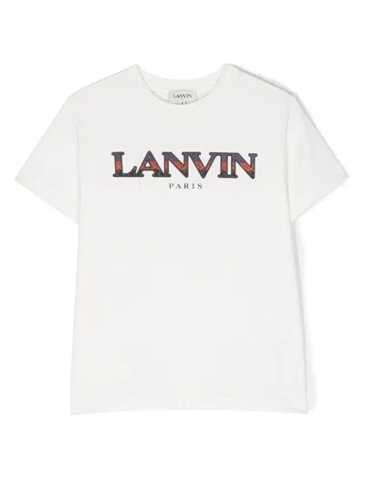 Lanvin Enfant Kids' Curb Logo-embroidered T-shirt In White