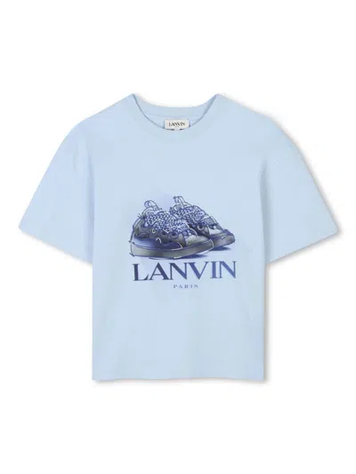 Lanvin Enfant Kids' Curb-print T-shirt In Blue