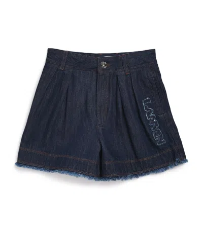 Lanvin Enfant Kids' Denim Frayed-edge Shorts In Black