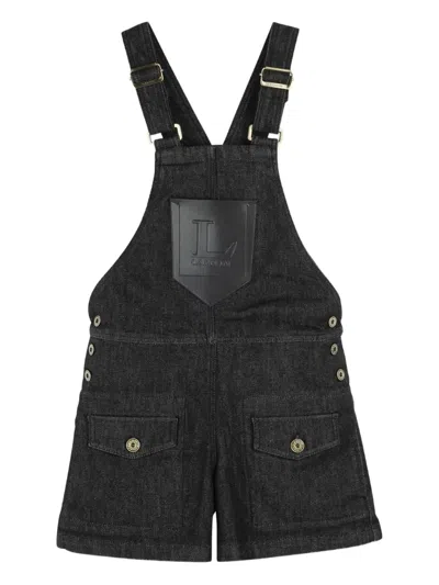 Lanvin Enfant Kids' Denim Short Dungaree In Black