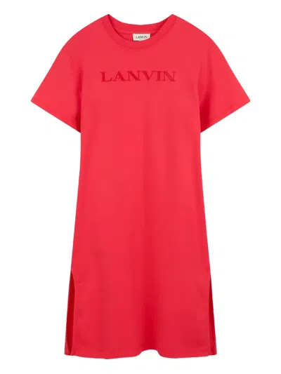 Lanvin Enfant Kids' Embossed Short-sleeve Dress In Red