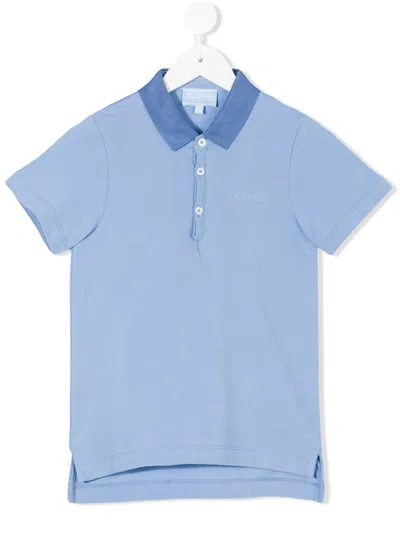 Lanvin Enfant Kids' Embroidered Logo Polo Shirt In Blue