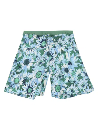 Lanvin Enfant Kids' Floral-print Swim Shorts In Multi
