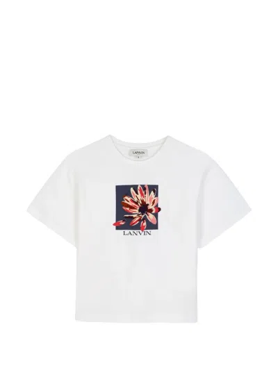 Lanvin Enfant Kids' Floral-print T-shirt In White