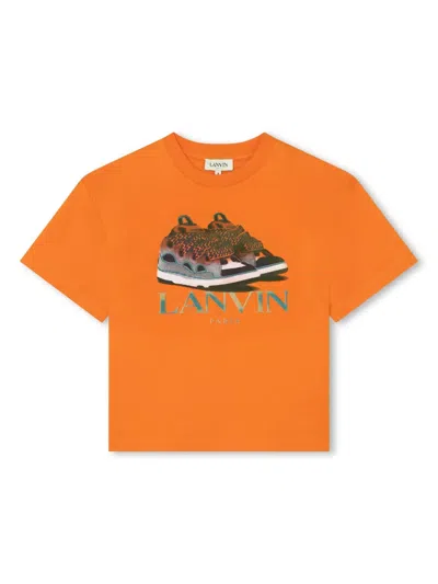 Lanvin Enfant Kids' T-shirt Mit Grafischem Print In Orange
