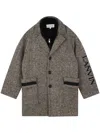 Lanvin Enfant Herringbone Single-breasted Coat In 黑色