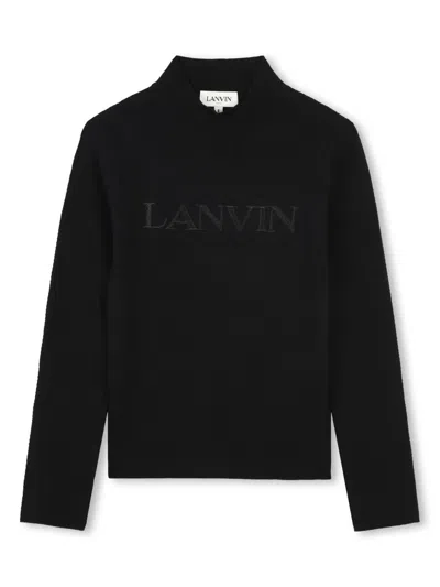 Lanvin Enfant Kids' High-neck Knit Sweater In Black