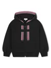 Lanvin Enfant Hooded Cotton Cardigan In 黑色