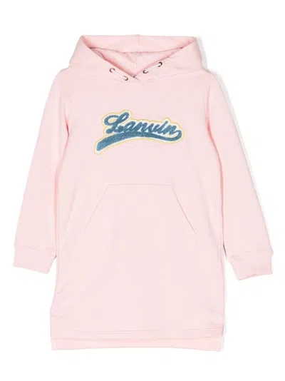 Lanvin Enfant Kids' Logo-appliqué Cotton Hoodie Dress In Pink