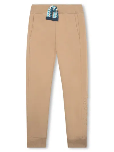 Lanvin Enfant Kids' Logo-embossed Cotton Track Pants In Neutrals