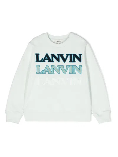 Lanvin Enfant Kids' Logo-embroidered Cotton Sweatshirt In 绿色
