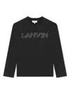 Lanvin Enfant Logo-embroidered Cotton T-shirt In Black