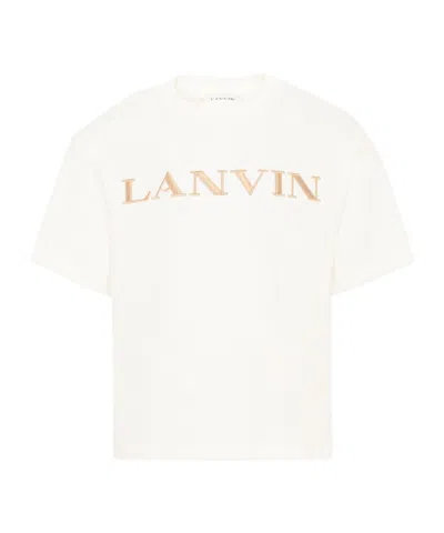 Lanvin Enfant Logo Embroidered Crewneck T-shirt In White