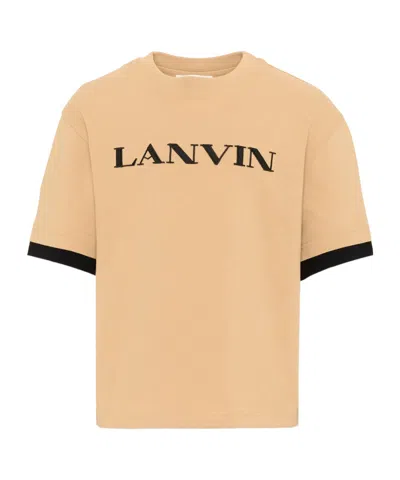 Lanvin Enfant Logo Embroidered Crewneck T-shirt In Neutral