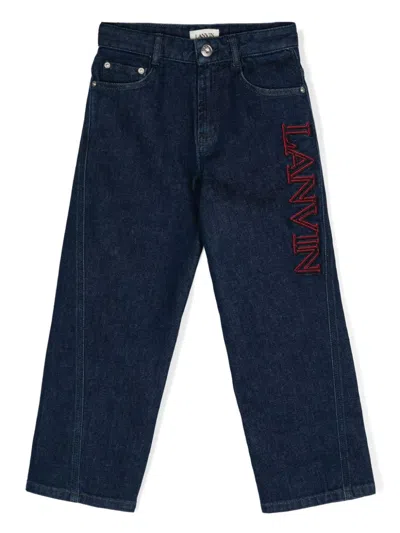 Lanvin Enfant Kids' Logo-embroidered Jeans In Blue