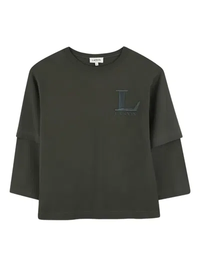 Lanvin Enfant T-shirt Im Layering-look In Green