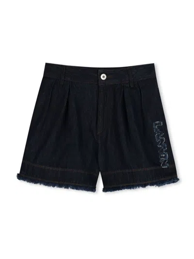 Lanvin Enfant Kids' Logo-embroidered Shorts In 蓝色