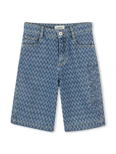 Lanvin Enfant Kids' Logo-embroidered Shorts In 蓝色