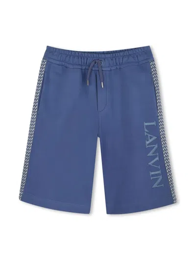 Lanvin Enfant Kids' Logo-embroidered Shorts In Blue