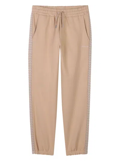 Lanvin Enfant Kids' Logo-embroidered Track Pants In Neutrals