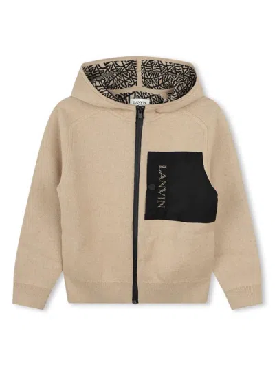 Lanvin Enfant Kids' Kapuzenjacke Mit Logo-stickerei In Nude