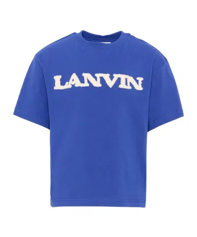 Lanvin Enfant Logo Patch Crewneck T-shirt In Blue