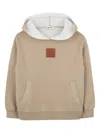 Lanvin Enfant Logo-patch Hoodie In Brown