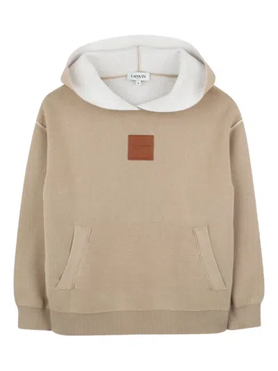 Lanvin Enfant Kids' Logo-patch Hoodie In Brown