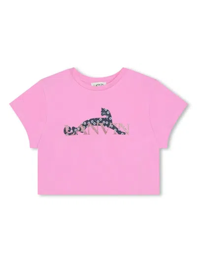 Lanvin Enfant Kids' Logo-print Cotton T-shirt In Pink