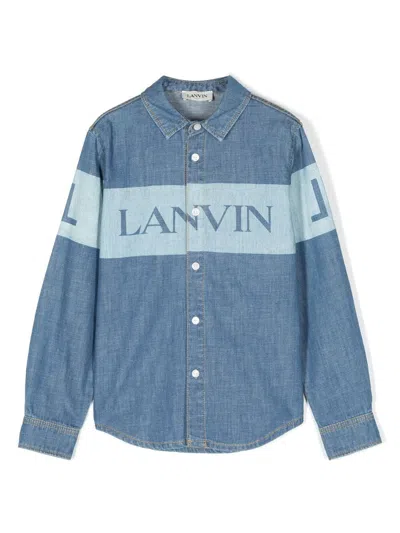Lanvin Enfant Logo-print Denim Shirt In Blau