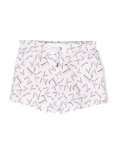 Lanvin Enfant Kids' Logo-print Drawstring Shorts In 白色