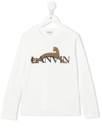 Lanvin Enfant Logo-print Long-sleeve T-shirt In White