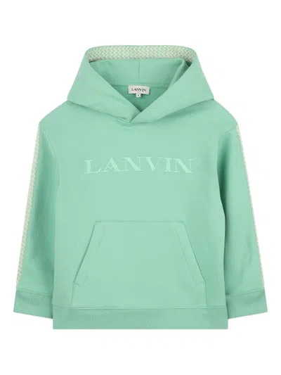 Lanvin Enfant Kids' Logo Stripe Hoodie In Green