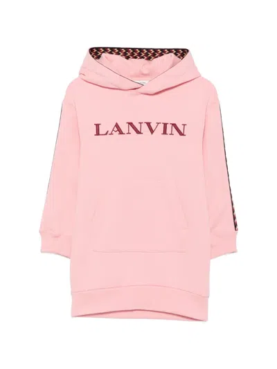 Lanvin Enfant Kids' Logo-embroidered Hooded Dress In Pink