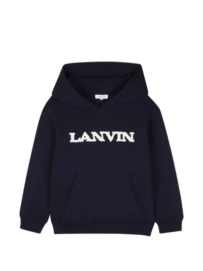 Lanvin Enfant Kids' Logo-embroidered Hoodie In Black