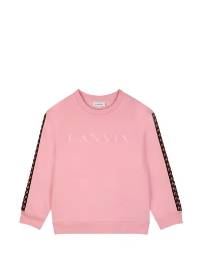 Lanvin Enfant Kids' Logo-embroidered Side-stripe Sweatshirt In Pink