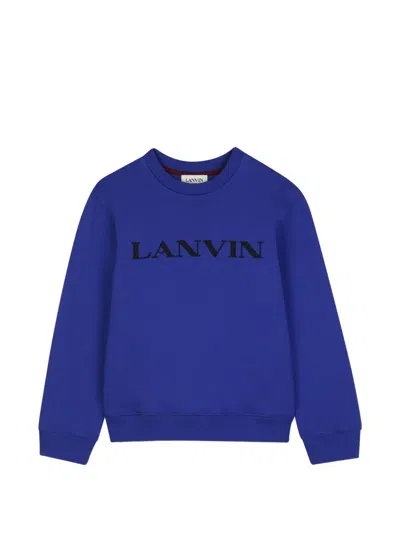 Lanvin Enfant Kids' Logo-embroidered Sweatshirt In Blue