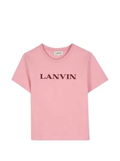 Lanvin Enfant Kids' Logo-embroidered T-shirt In Brown