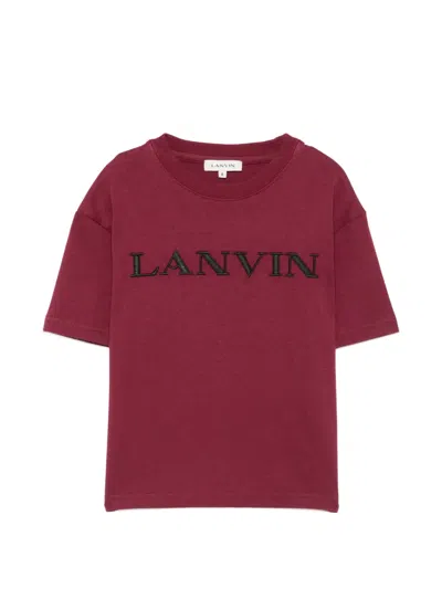 Lanvin Enfant Kids' Logo-embroidered T-shirt In Burgundy